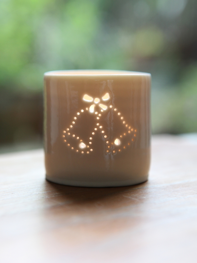 wedding bells mini porcelain tealight holder