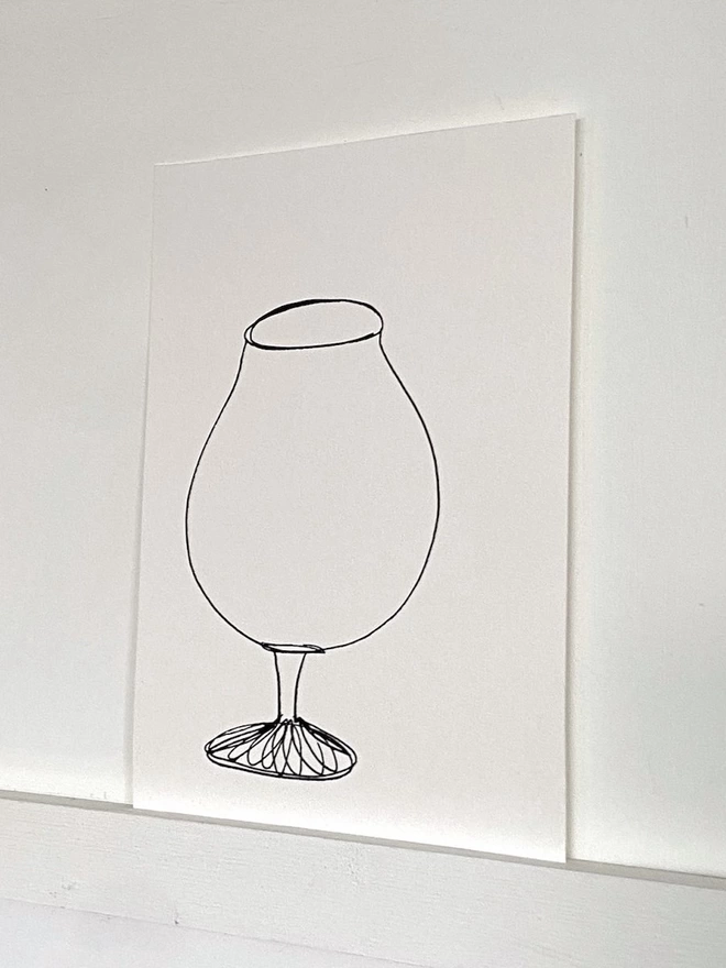 'Brandy Glass'. Original Ink Line Drawing on Paper 