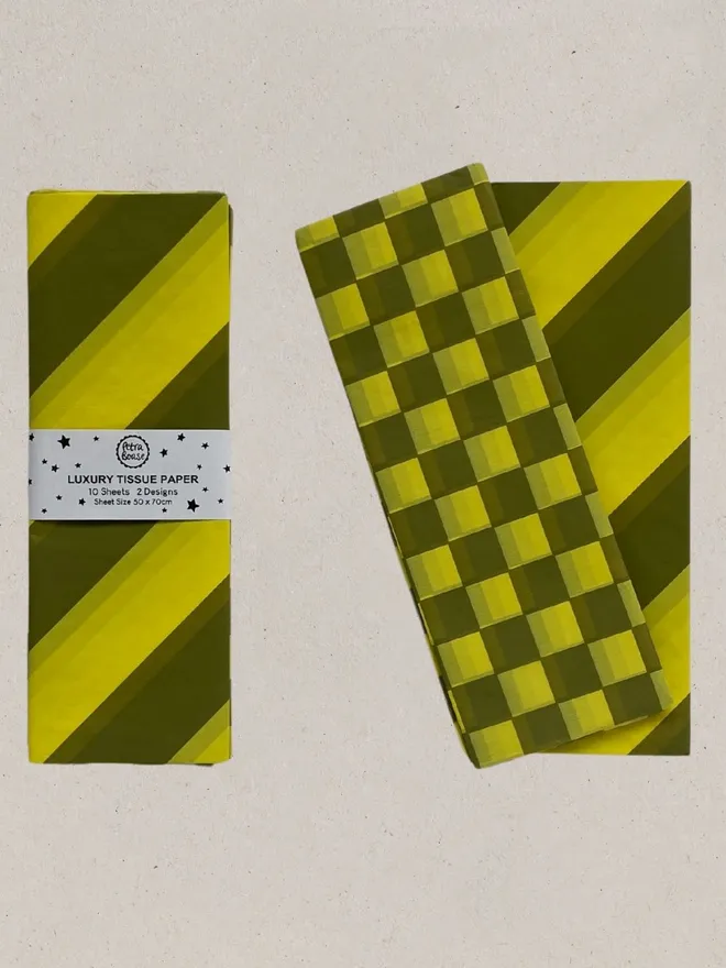 Yellow and Olive luxury tissue paper