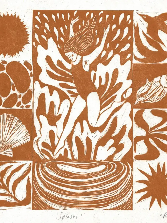 Splash Linocut Print 