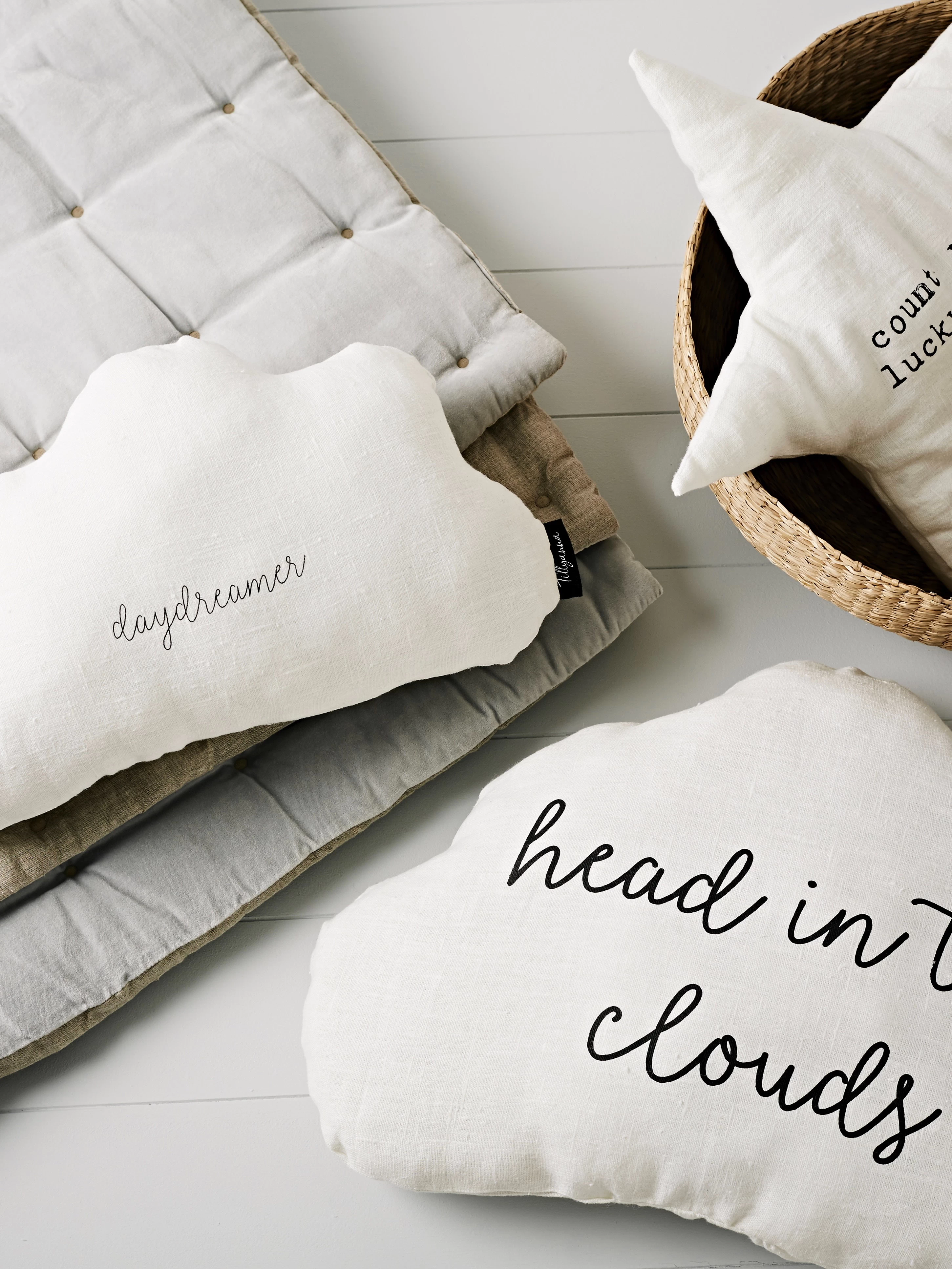 Cloud shaped linen cushions