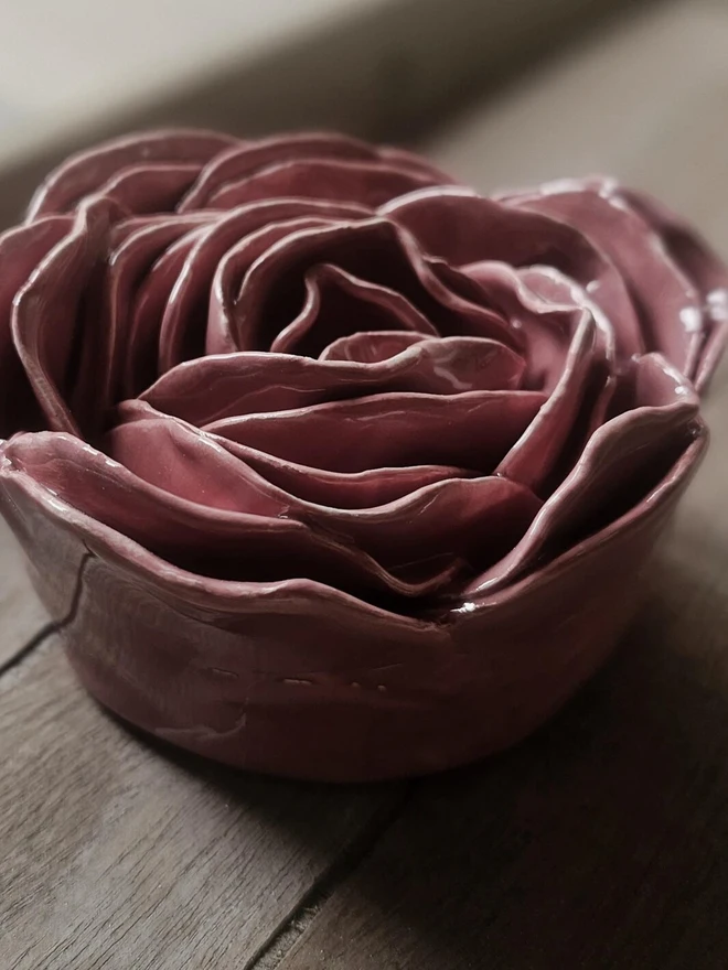 dusty dusky pink ceramic peony rose flower for wall art decor pottery gift for ceramic lovers 