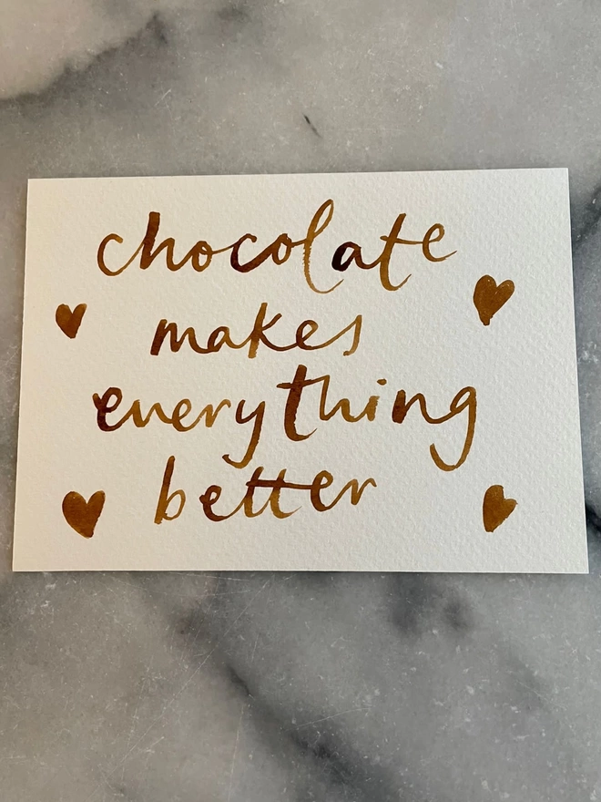 gift card, chocolate makes everything better, with hearts