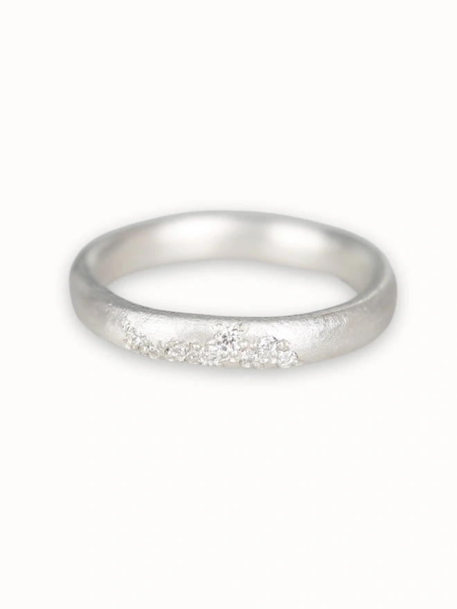 Silver Scattered Diamond Band 