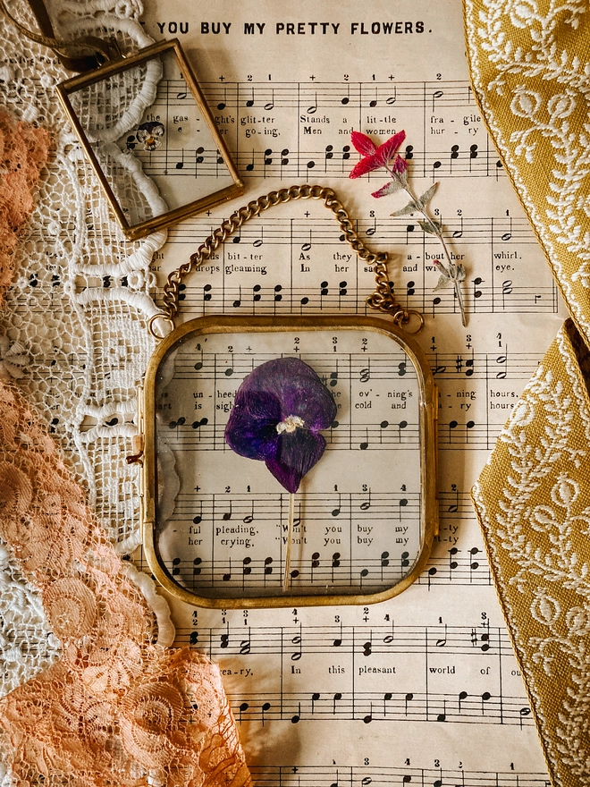 Purple Pressed Pansy Framed Keepsake