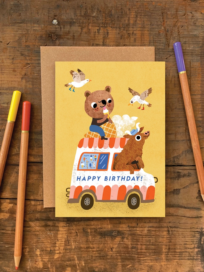 birthday set multipack pack greeting cards birthday card children's kids animal penguin moose elephant pig bear