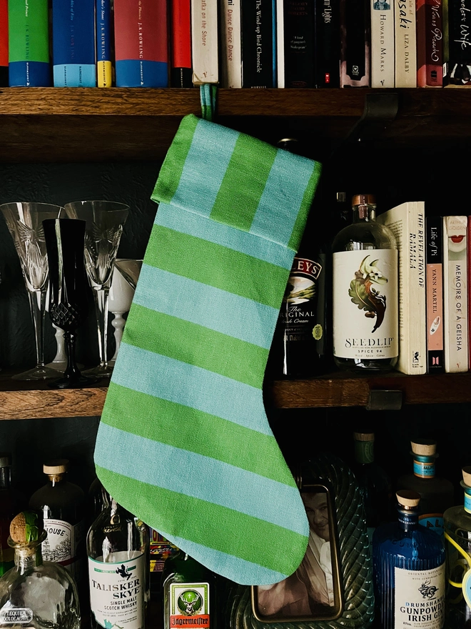 Blue and Green Stripe Stocking 