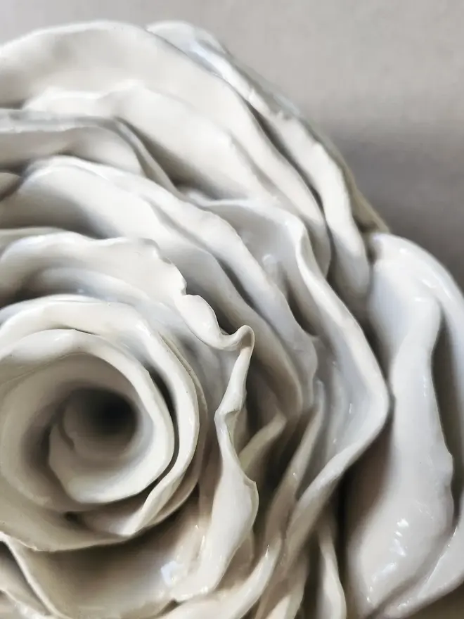 white ceramic rose flower for wall pottery art gift ideas anniversary wedding 
