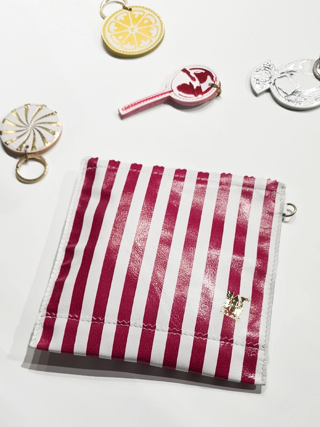 natthakur pink stripe leather purse