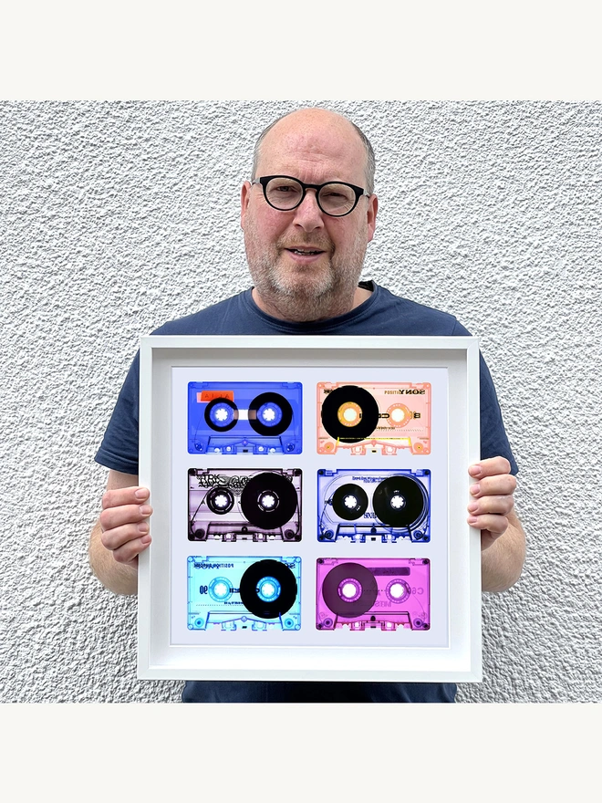 Tape Collection Pop Art Colour Print Framed in White