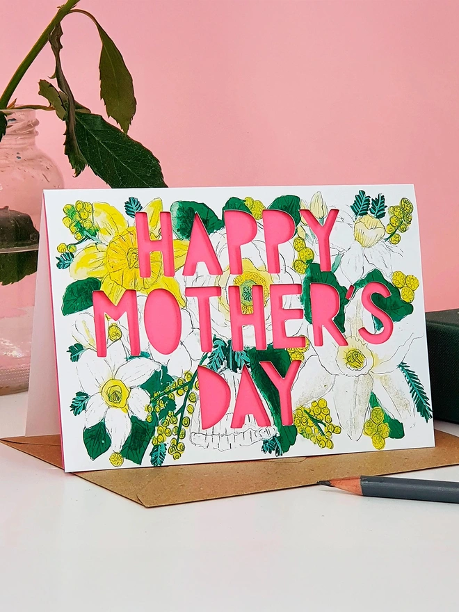 Happy Mother's Day pink paper cut card