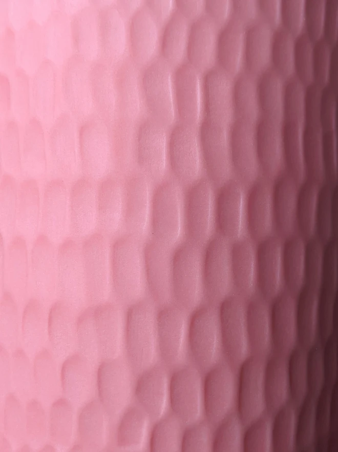 Milkshake Pink Porcelain Hand Carved Scalloped Texture.