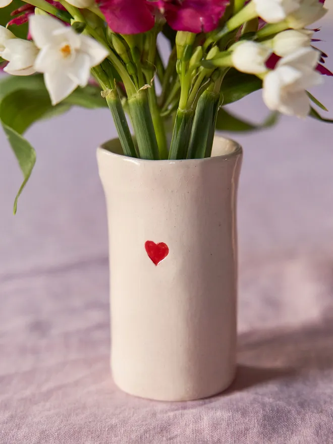 Heart ceramic sweetpea vase