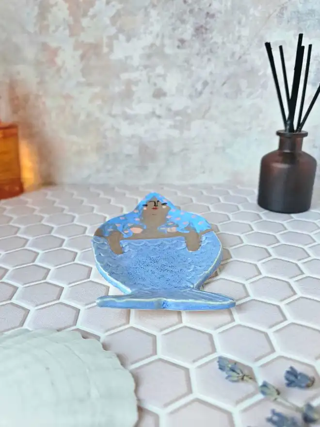 Birdie Mermaid Ceramic Soap Dish Trinket Dish