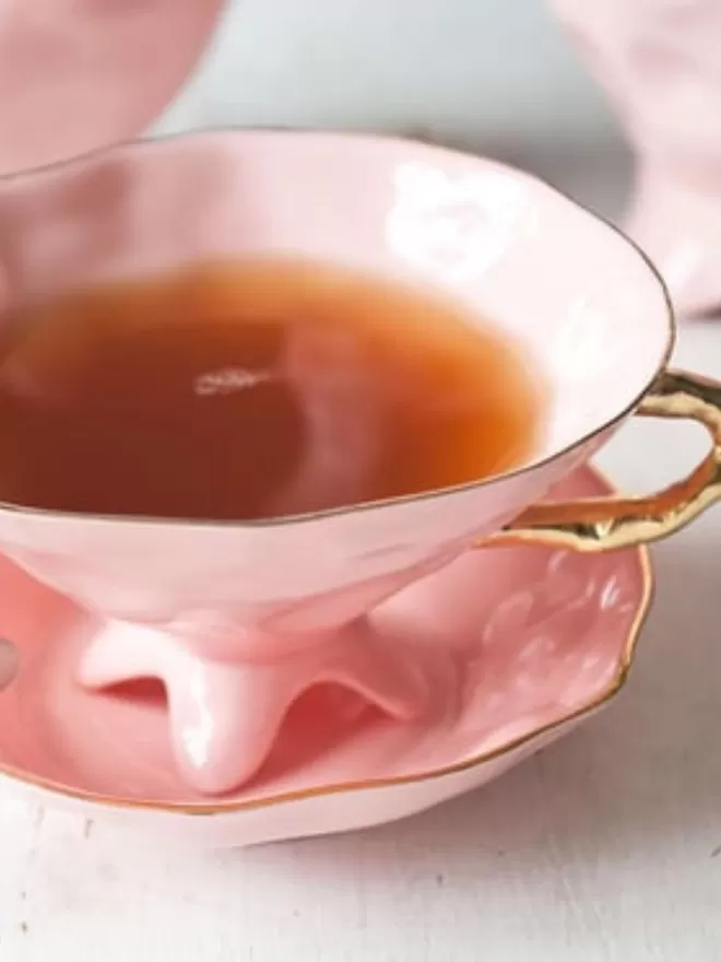Alice In Wonderland Teacup And Saucer - Pastel Pink