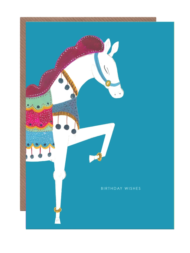 white horse birthday card