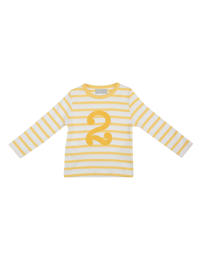 Buttercup & White Breton Striped Number 2 T Shirt