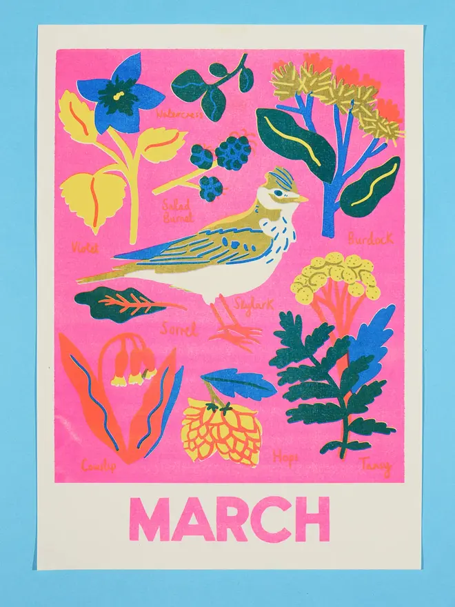 'March' Month Forage Print