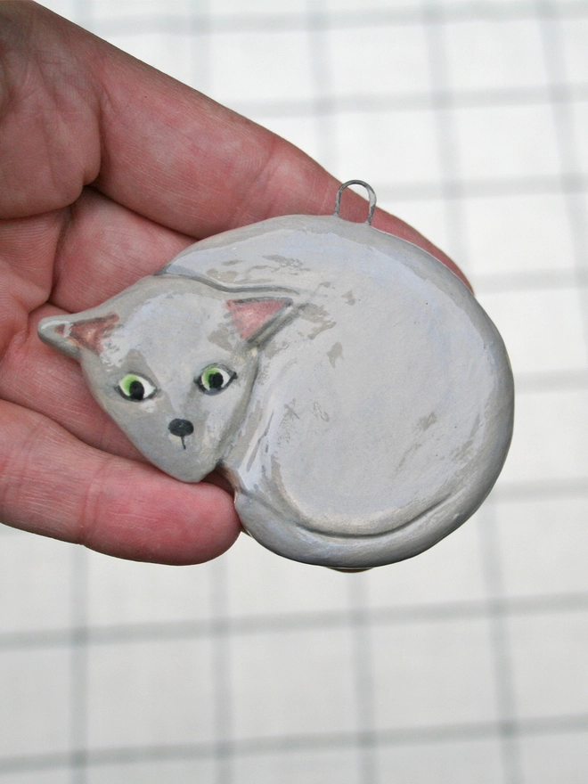 ceramic cat Christmas tree decoration