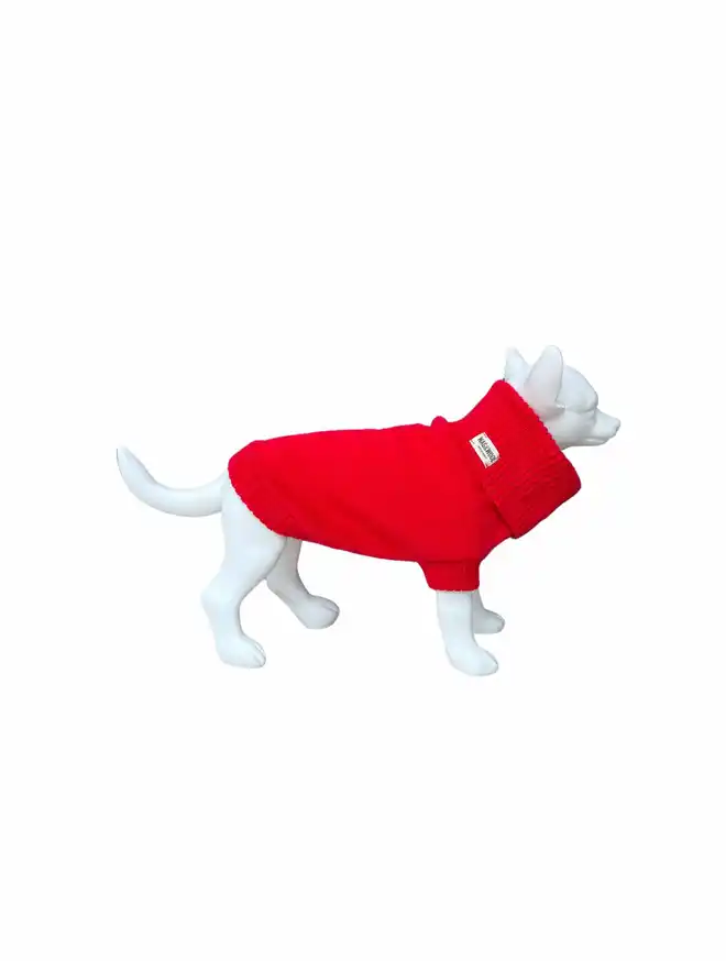 cherry red dog jumper on a mannequin 