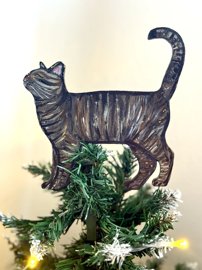 Tabby Cat Christmas Tree Topper 