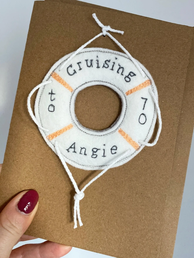 Personalised life saver ring in hand