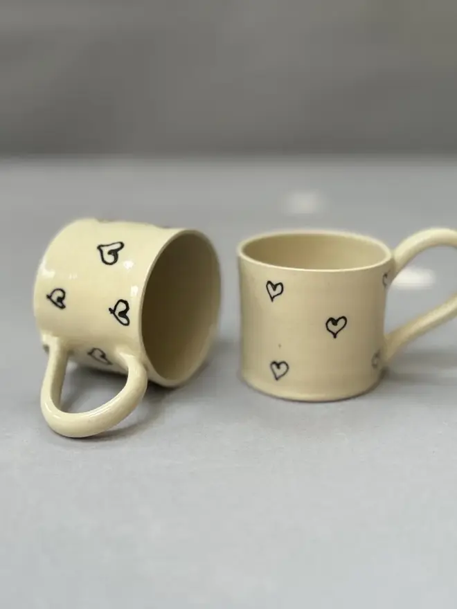 Stoneware Espresso Cup Love Hearts 