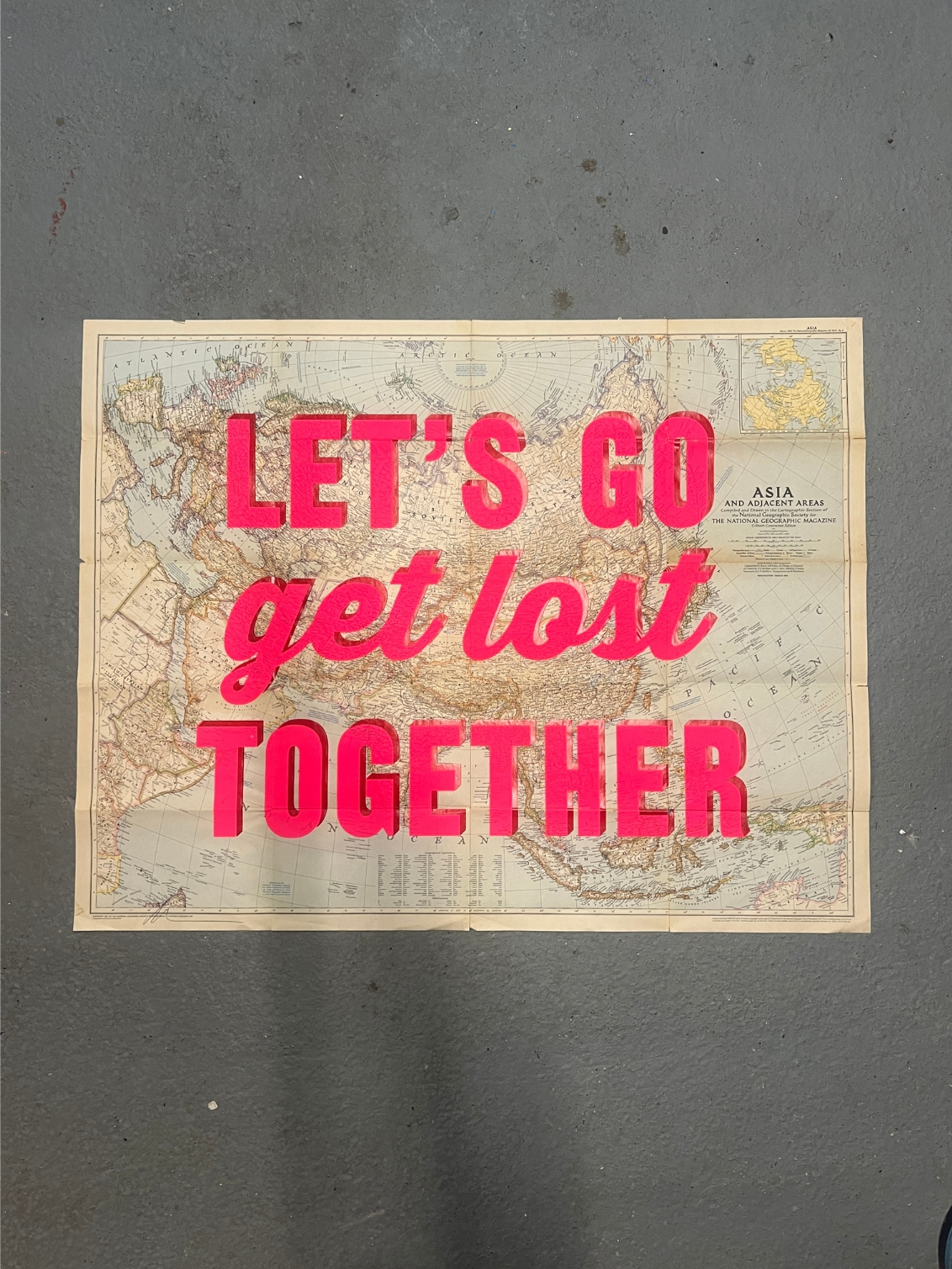 Let's Go Get Lost Together Asia Original Screen Print
