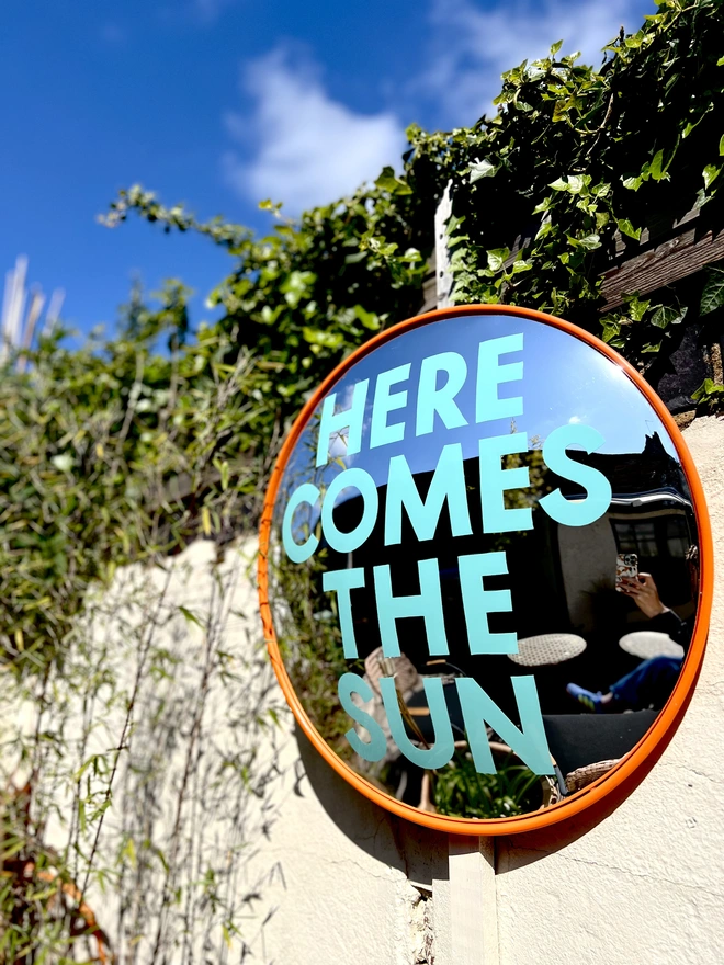 sylvie signs hand painted convex garden mirror