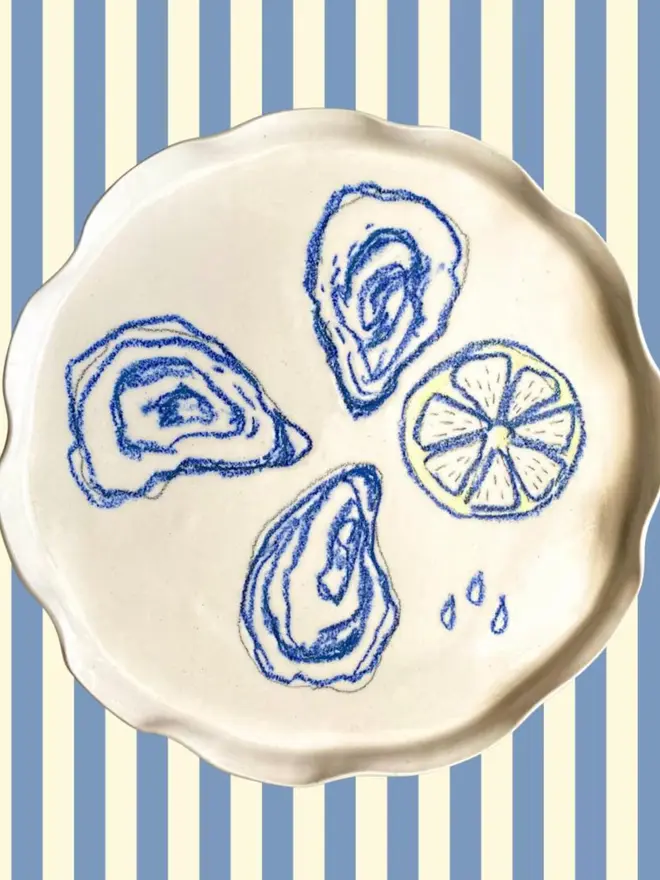 oyster lemon ceramic plate
