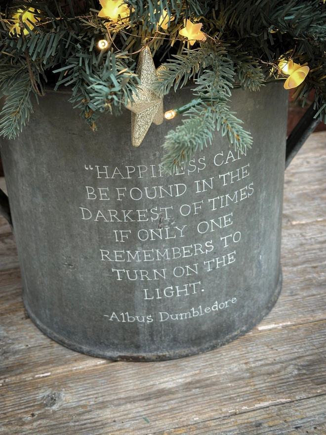 Happiness Quote Hand Painted Christmas Tree Tub