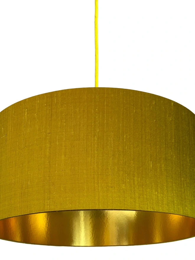 Antique Gold Silk Handmade Lampshade With Gold Foil Lining, 