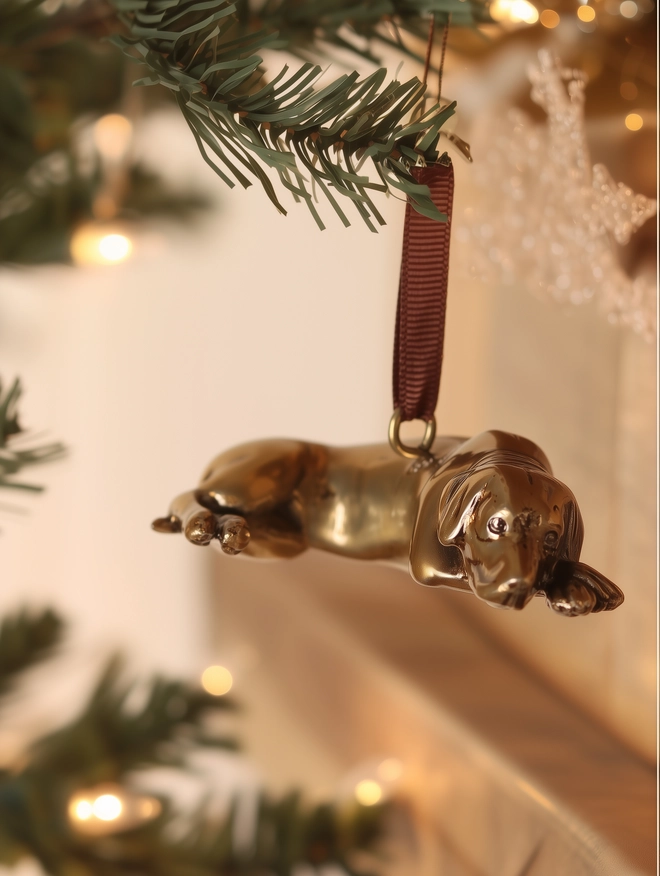 Labrador Christmas tree decoration hanging on tree