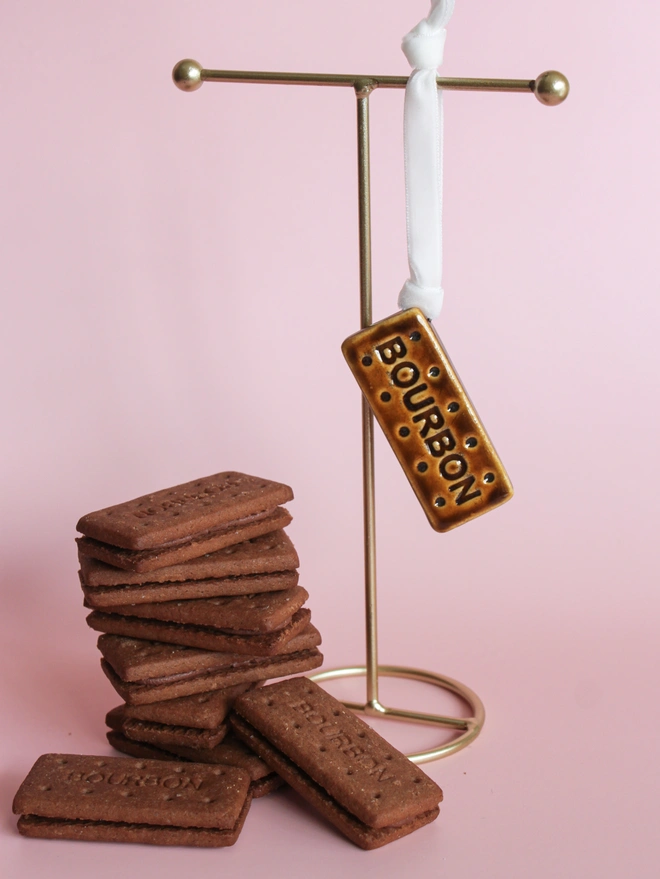 Ceramic biscuit Bourbon Christmas tree decorations