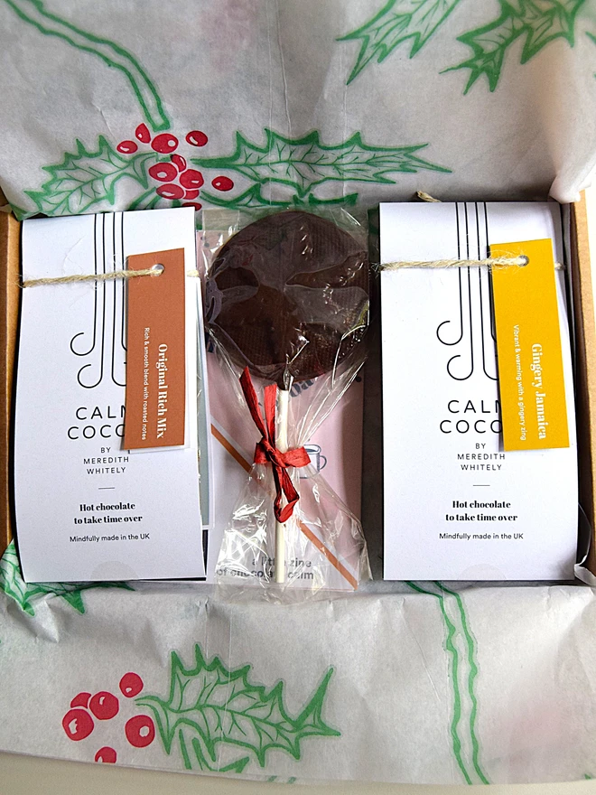 Calm Cocoa Mindful Mouthfuls Hot Chocolate Christmas Gift selection