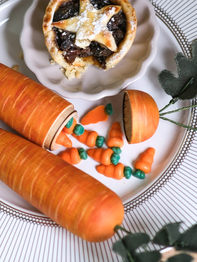wooden christmas eve carrot - a treat for rudolf