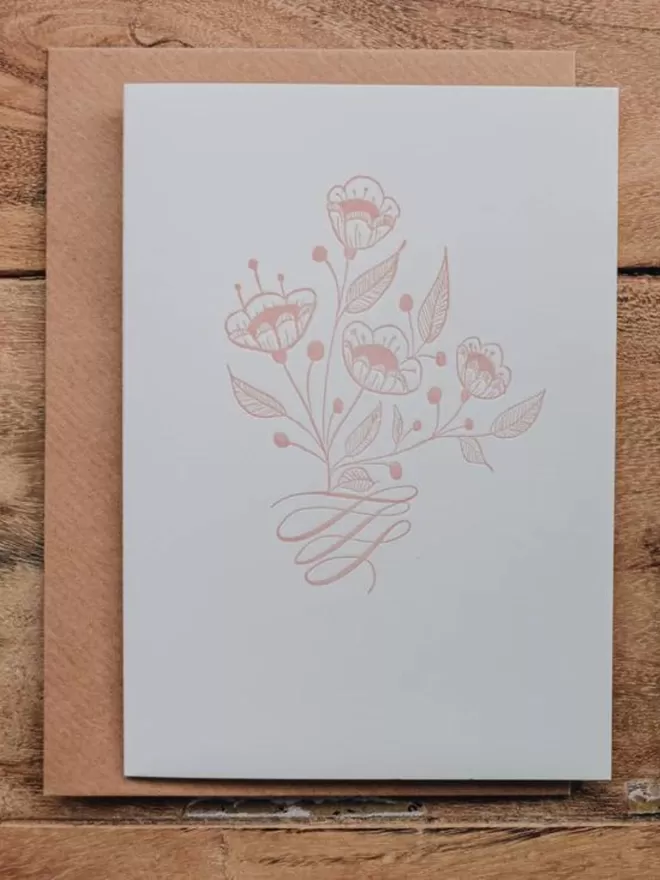 Pink Calligraphic Flower Card for Mothers day