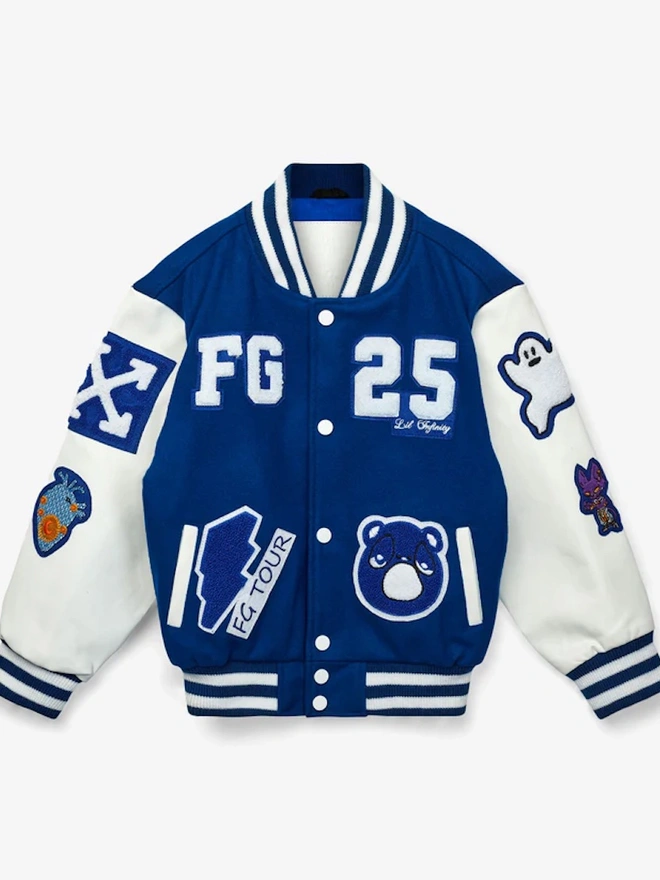 Awesome Letterman Blue Snap Front Jacket 