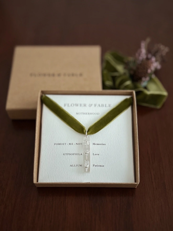 Sterling Silver Motherhood Bar Pendant ~ Winter packaging