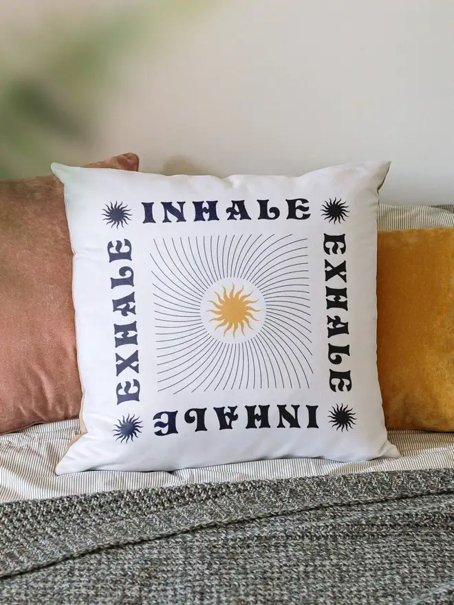 'Inhale, Exhale' Graphic Cushion