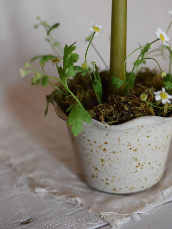 wavy stoneware plant pot