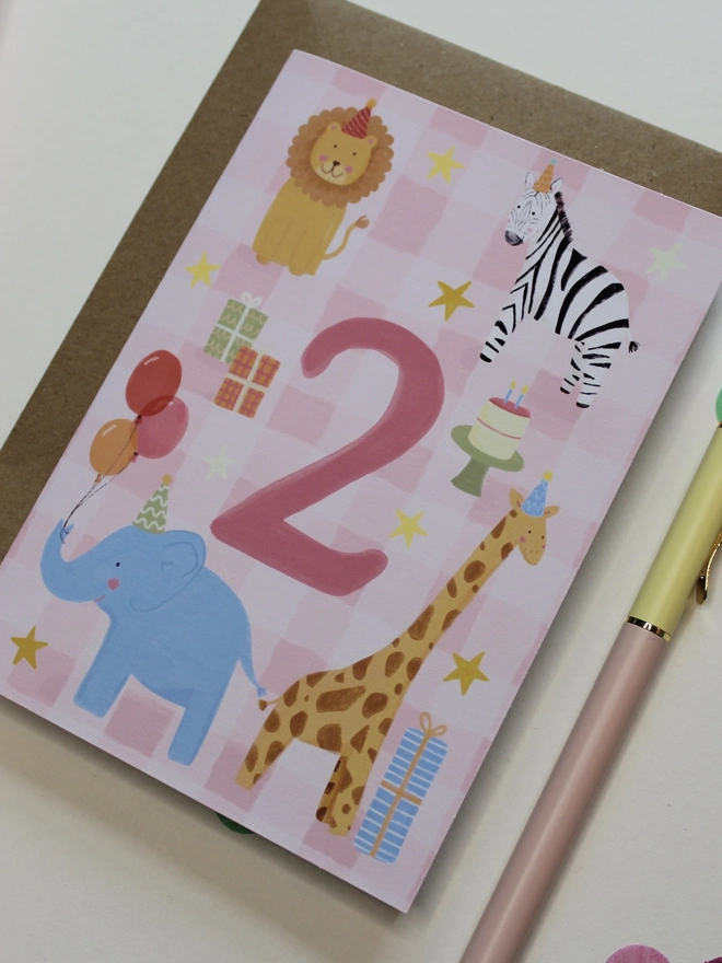 Safari animals 2nd birthday in pink