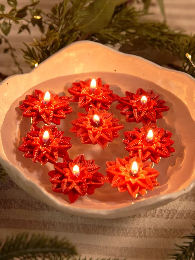 Christmas Poinsettia Floating Candle 