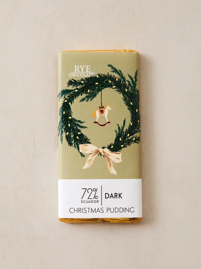 Christmas Pudding Dark Chocolate Bar - 72% Ecuadorian