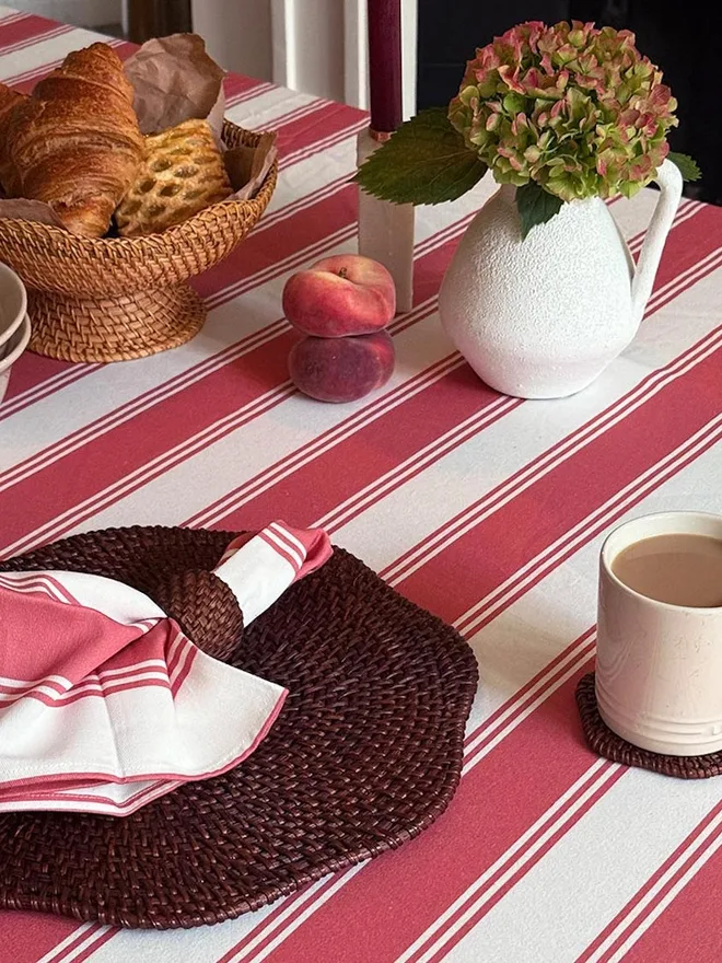 Murano Stripe Organic Ruffled Cotton Tablecloth 