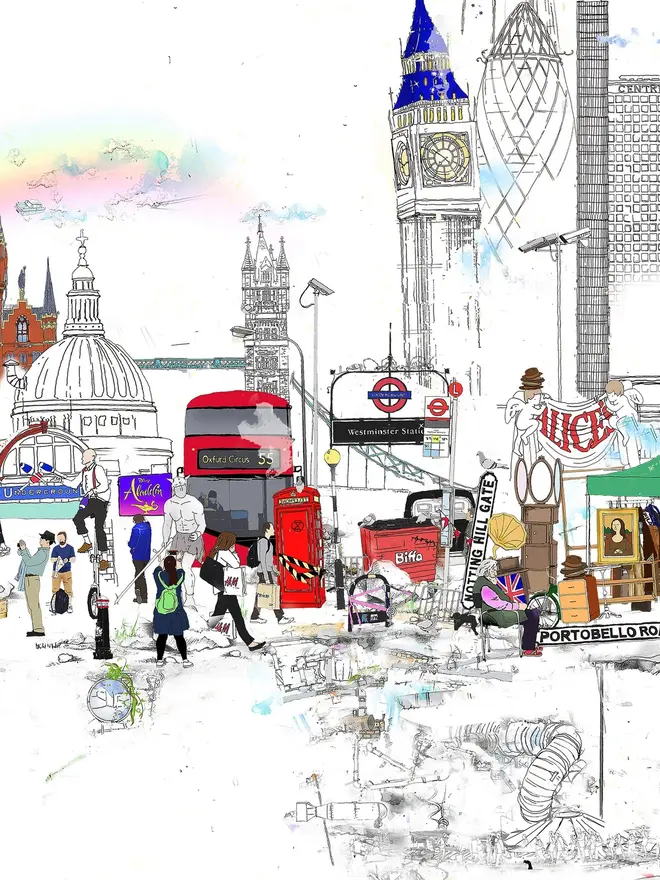 London To New York Panoramic View 2022 Print