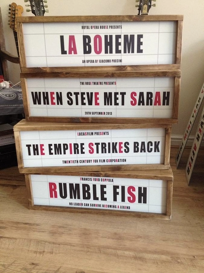 Personalised Retro Style Lightbox Cinema Movie Sign