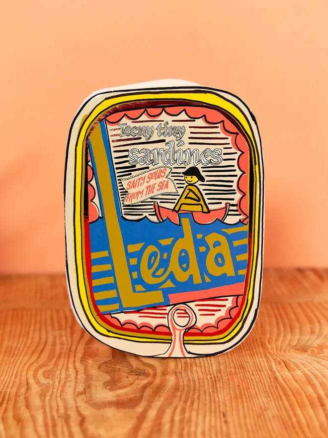 "Leda" Sardines design on card