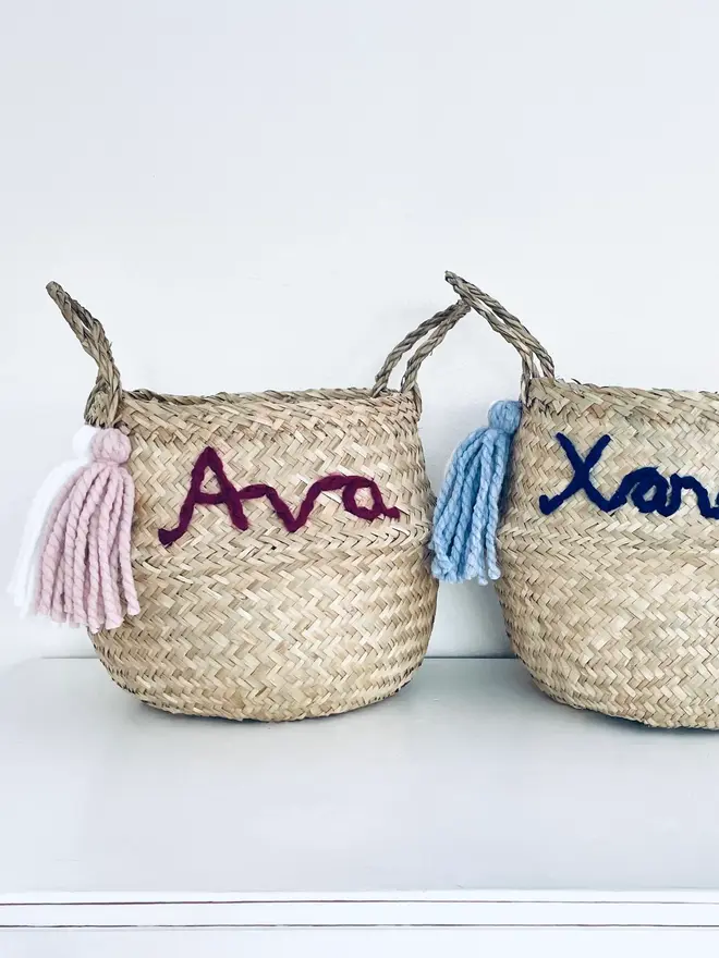 Personalised Pink Name Belly Basket 