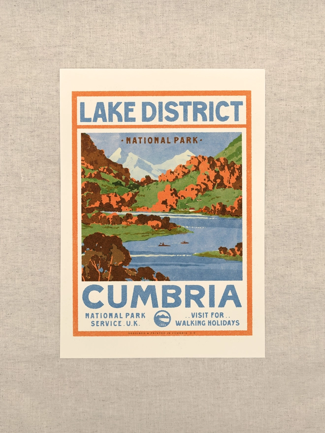 Visit the Lakes print, unframed, against a neutral background